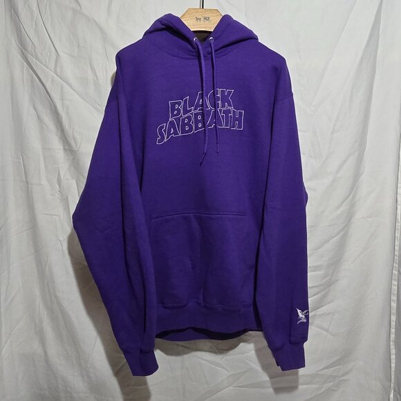 Lakai Skateboarding BLACK SABBATH Embroidered Pullover Hoodie Purple White Sz M* - Picture 1 of 6